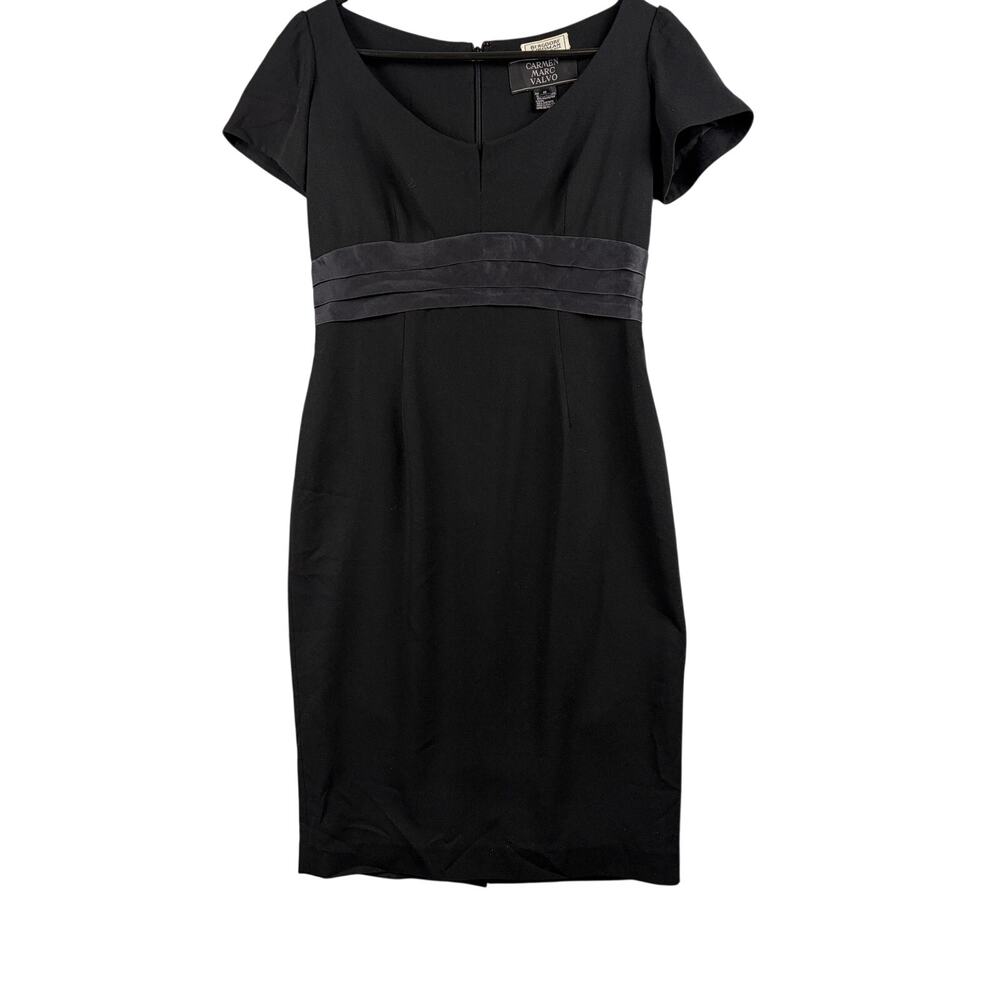 Carmen Marc Valvo Black High-Waist Sheath Dress – Size 10